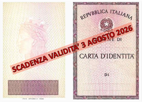Scadenza delle carte d'identità rilasciate su modello cartaceo
